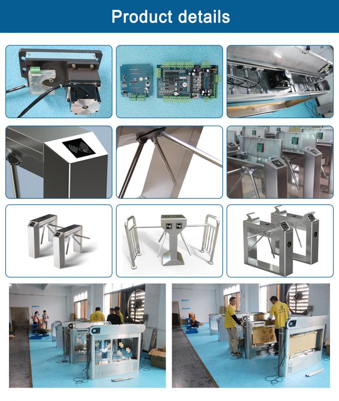 Puerta al aire libre interior de acero inoxidable vertical del torniquete de la entrada de la puerta del metro de tres rodillos de UNIQSCAN